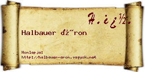 Halbauer Áron névjegykártya
